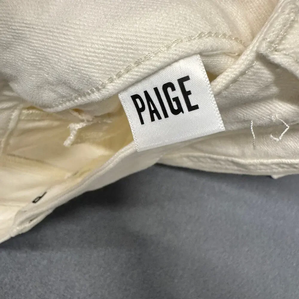 Paige Edgemont Jeans Womens‎ 27 (28x28 ACTUAL) High Rise White Denim Moto Skinny